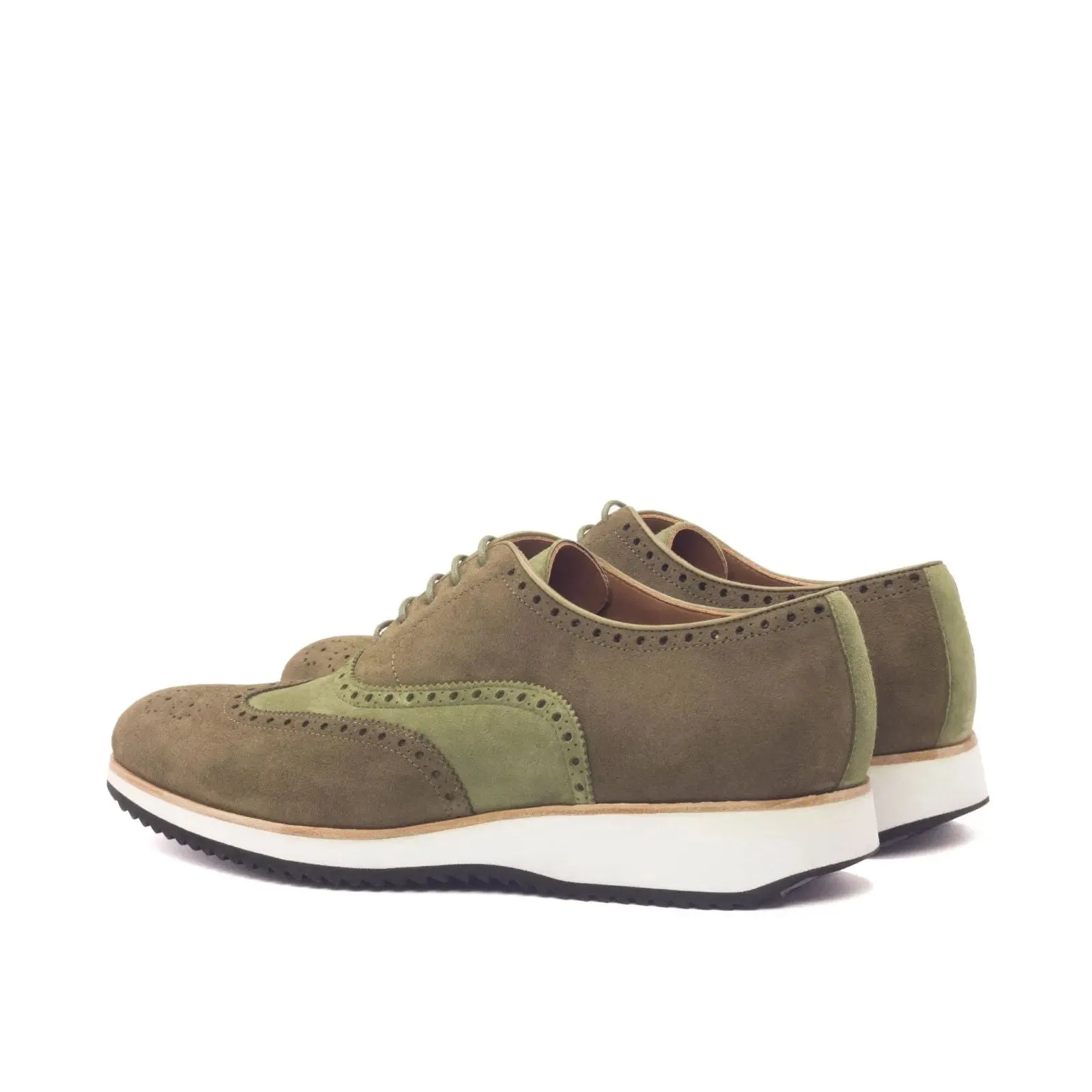 DapperFam Aeron in Khaki Men's Lux Suede & Italian Suede Full Brogue