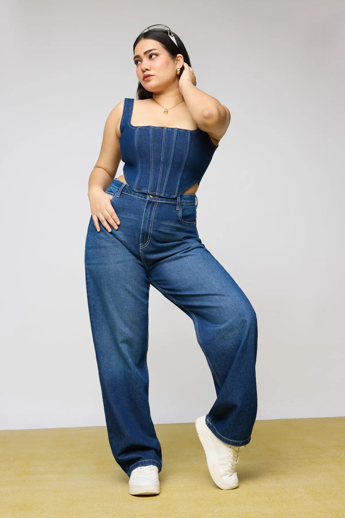 Denim Sculpt Curve Corset Top