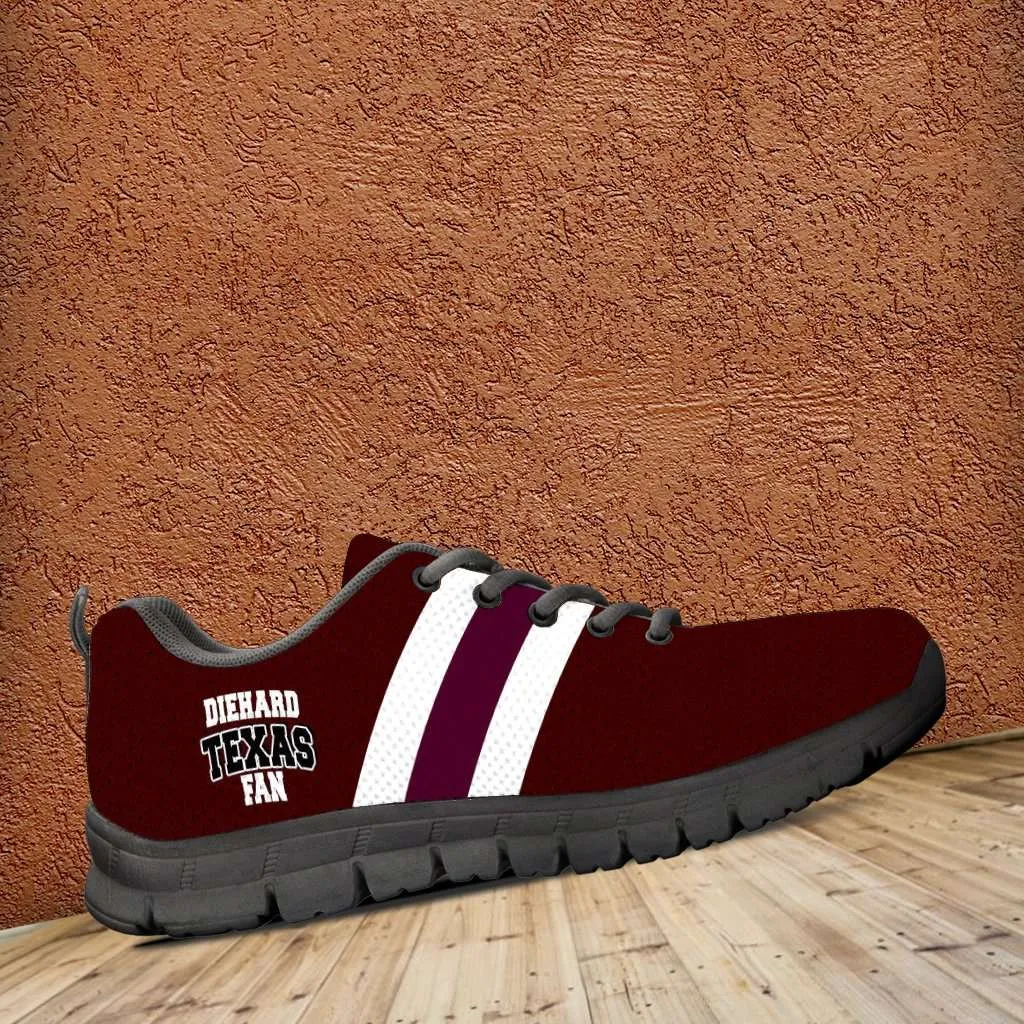 Diehard Texas Fan Mesh Fabric Running Shoes Maroon