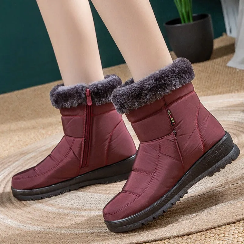 Dyavor Women Casual Fur Snow Boots Nonslip Zipper Orthopedic Shoes