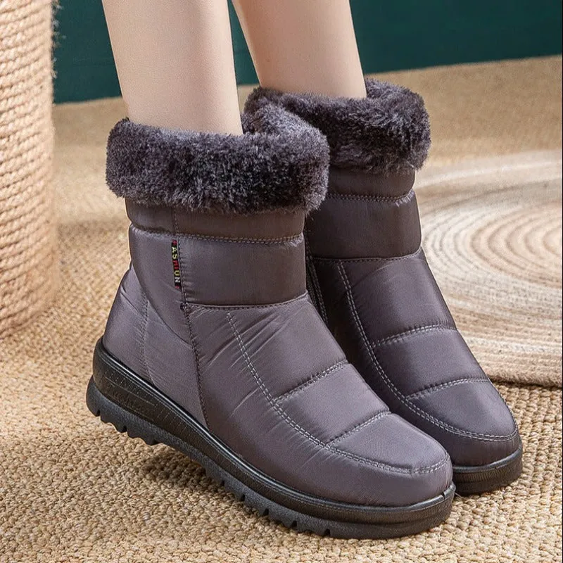 Dyavor Women Casual Fur Snow Boots Nonslip Zipper Orthopedic Shoes