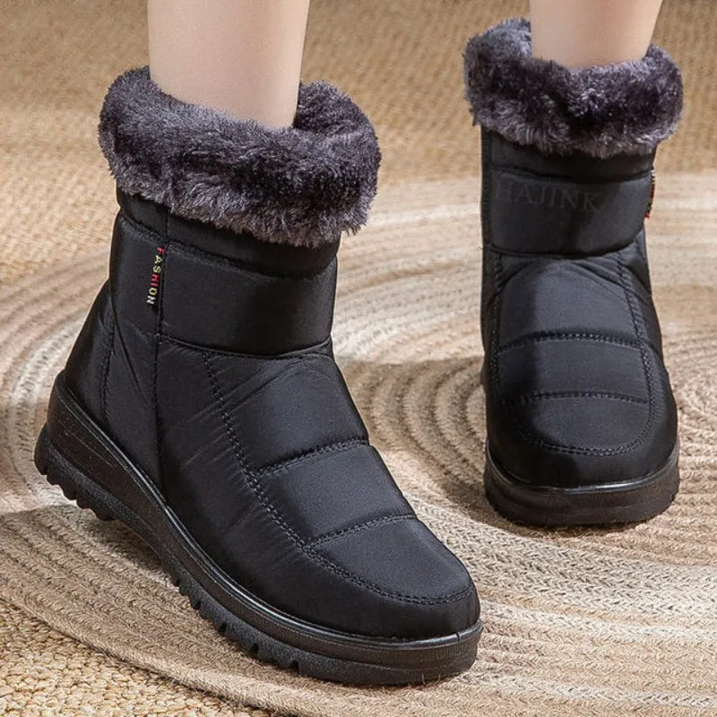 Dyavor Women Casual Fur Snow Boots Nonslip Zipper Orthopedic Shoes