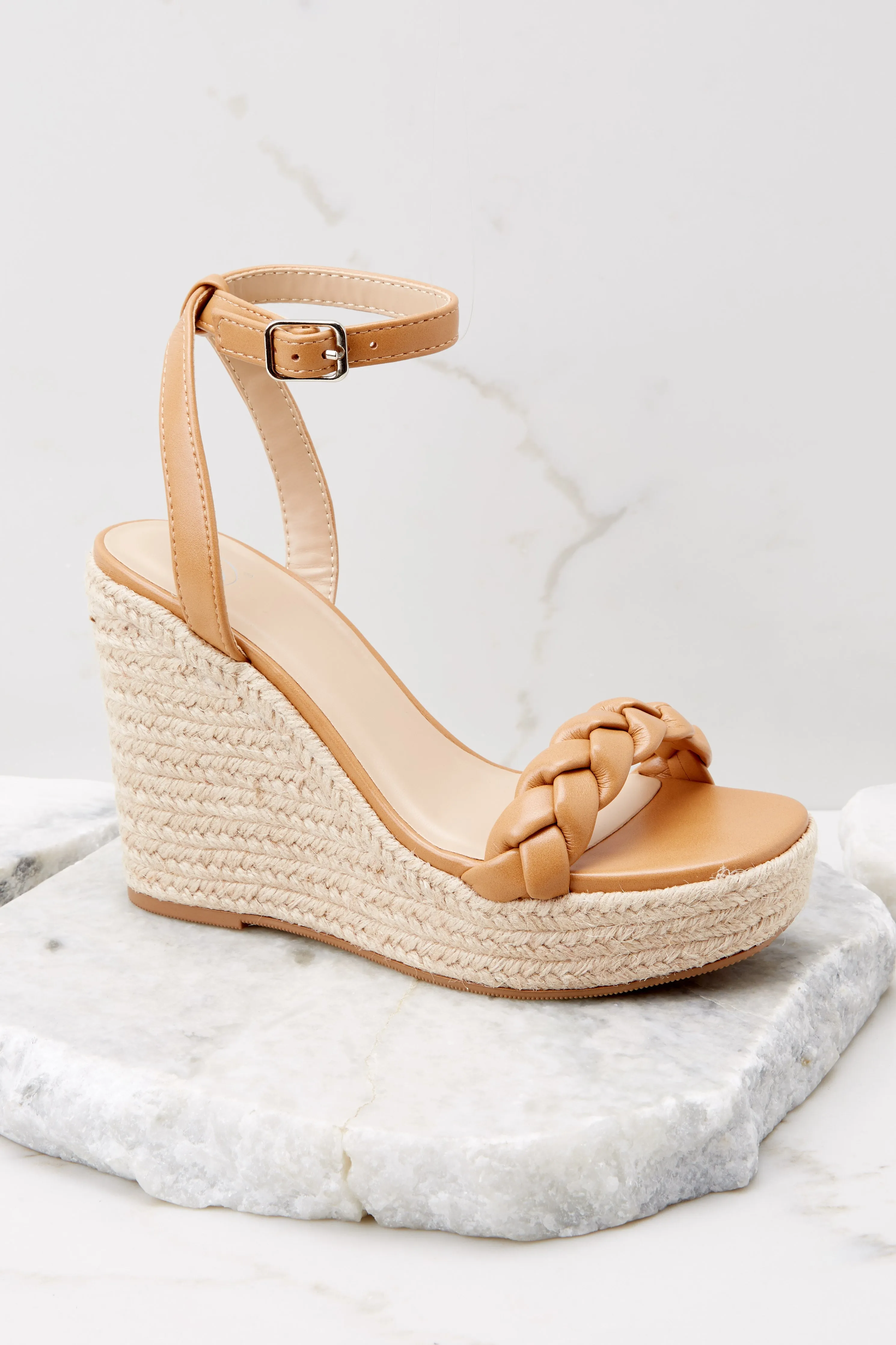 Ease Into It Tan Wedge Sandals