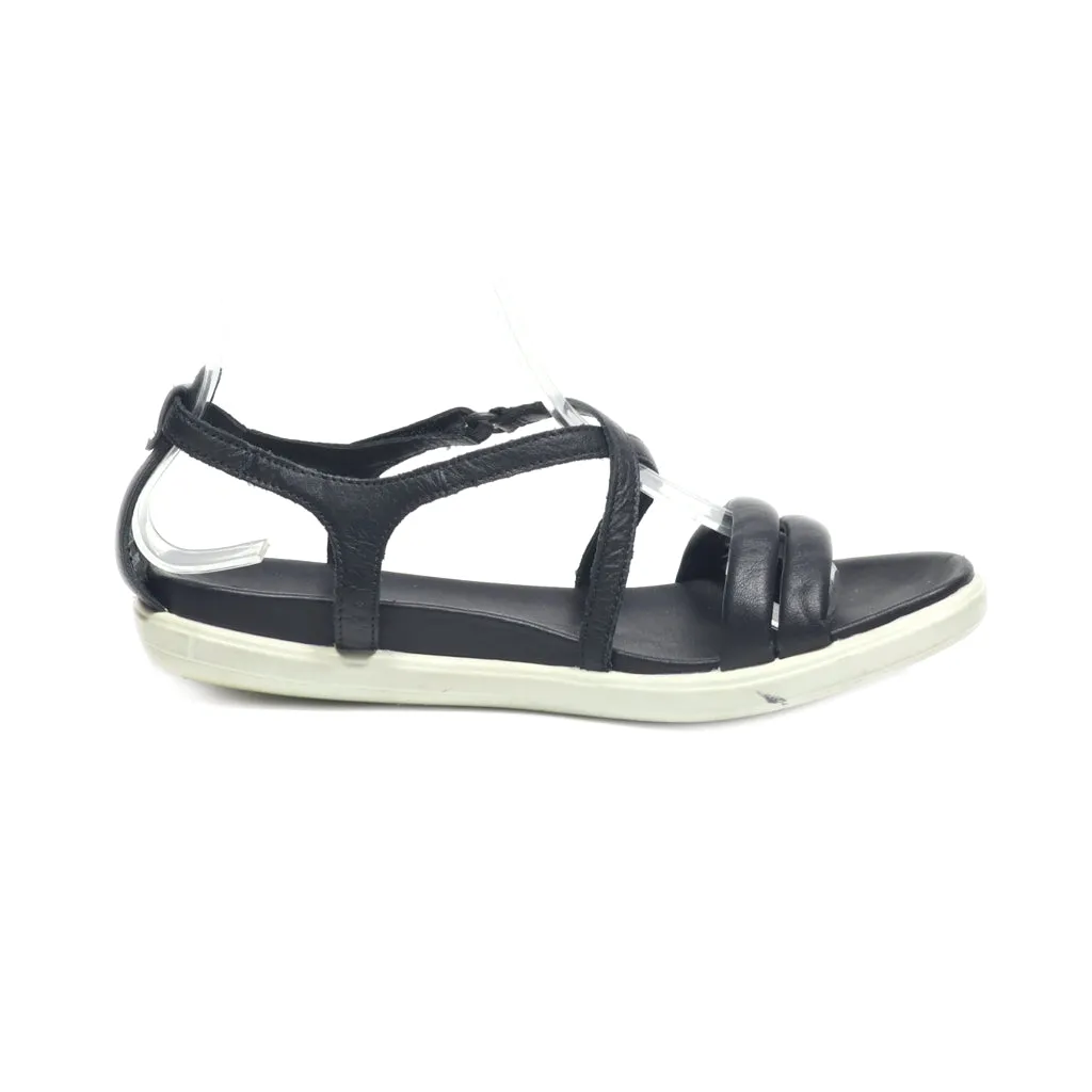 Ecco Flat Sandals Leather Black Colour For Women