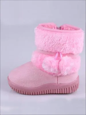 Faux Fur Pom Pom Princess Boots By Liv and Mia