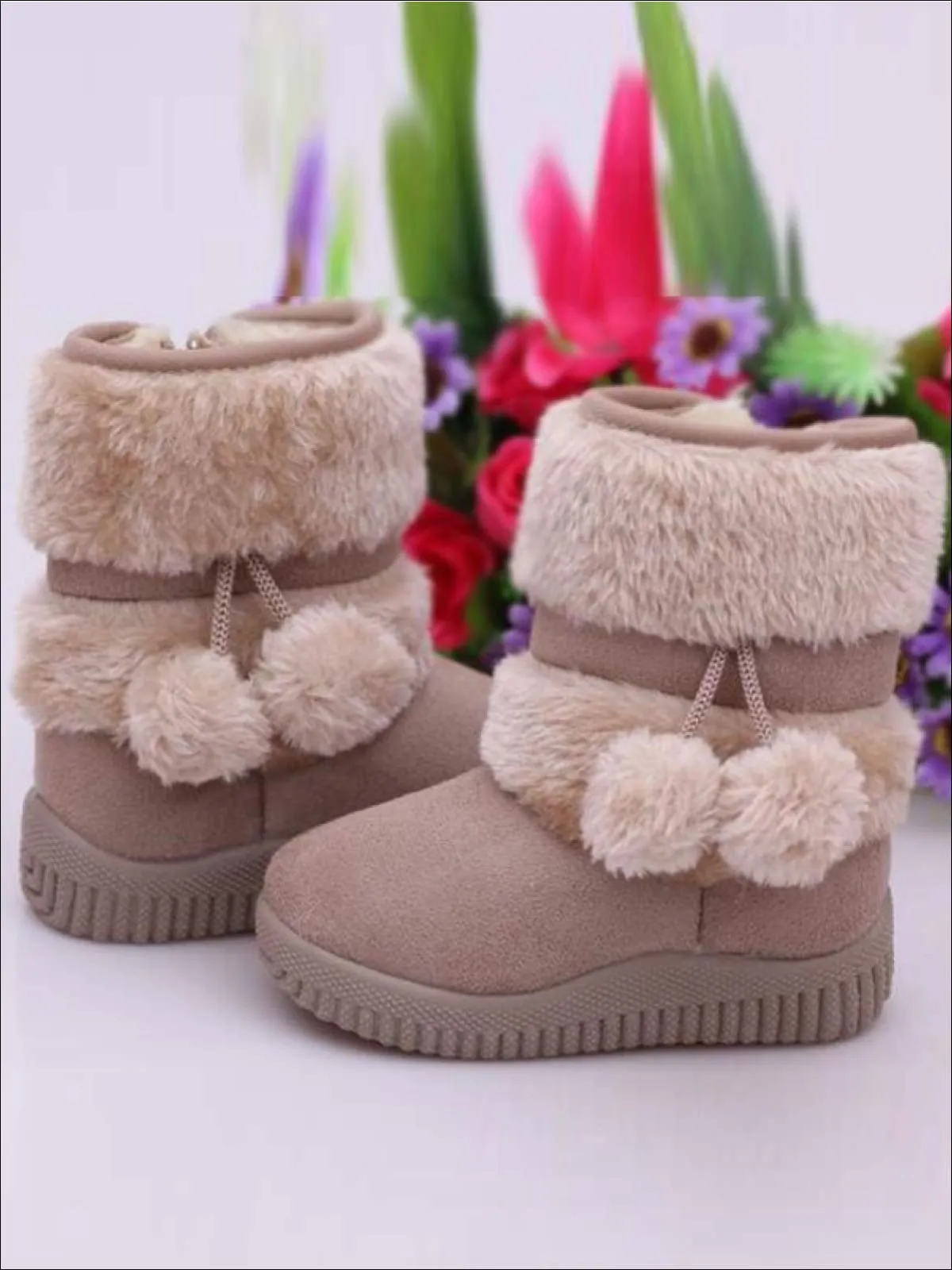 Faux Fur Pom Pom Princess Boots By Liv and Mia