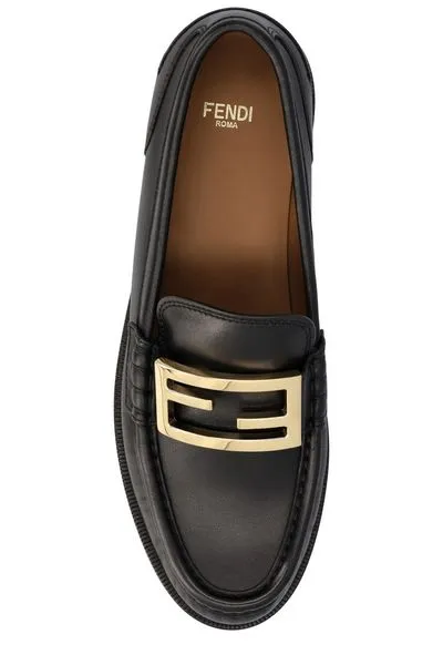 FENDI Raffia and Canvas Loafers for Women in Bold Black - FW23