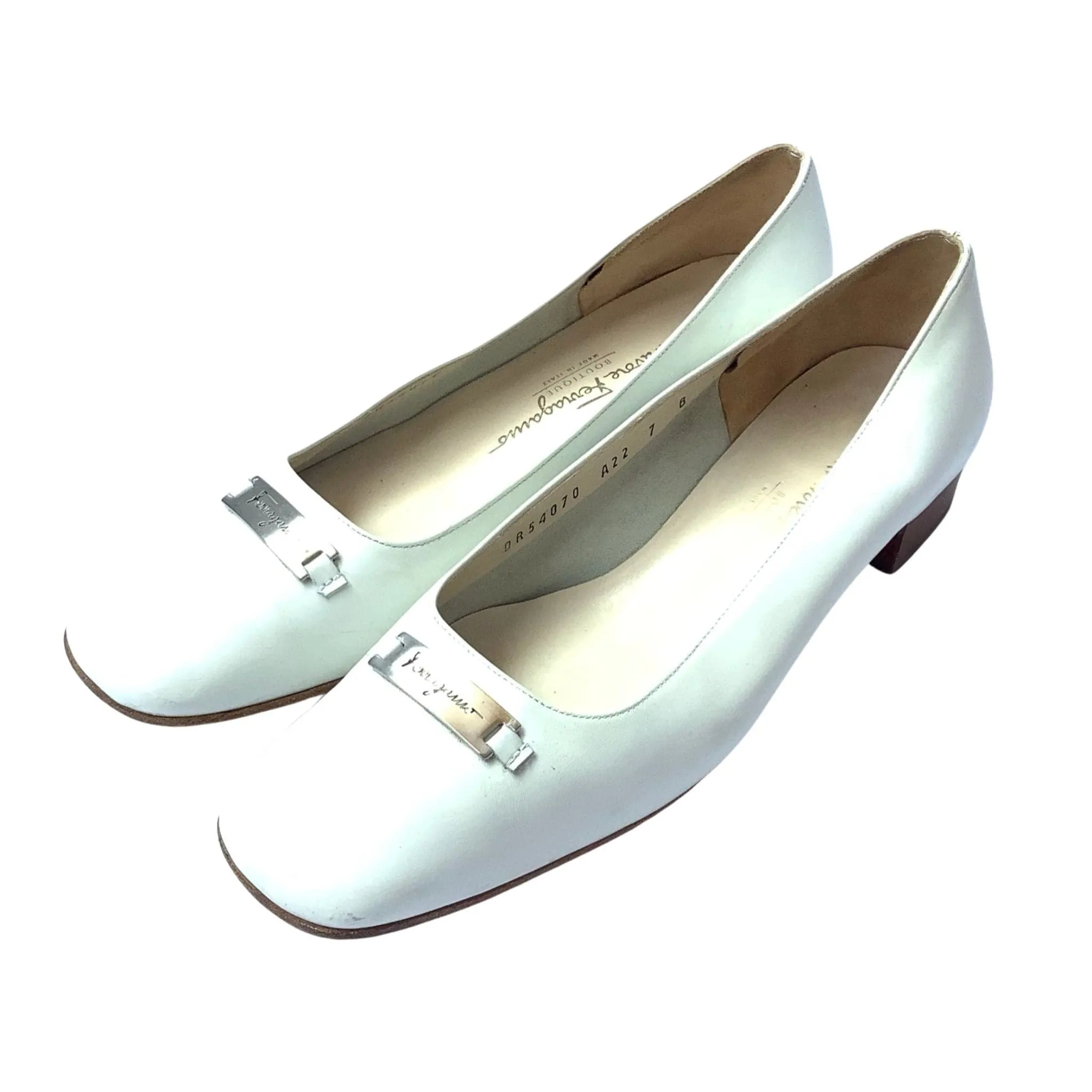 Ferragamo White Pump Shoes