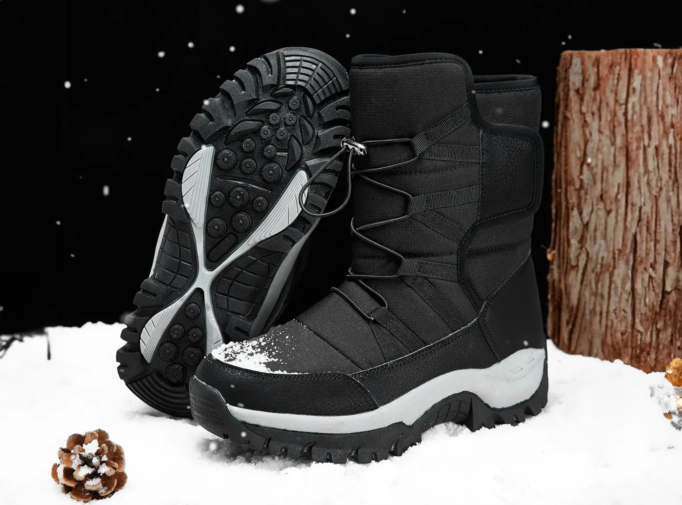 FitVille Men's Faux Fur-Lined Snow Boots