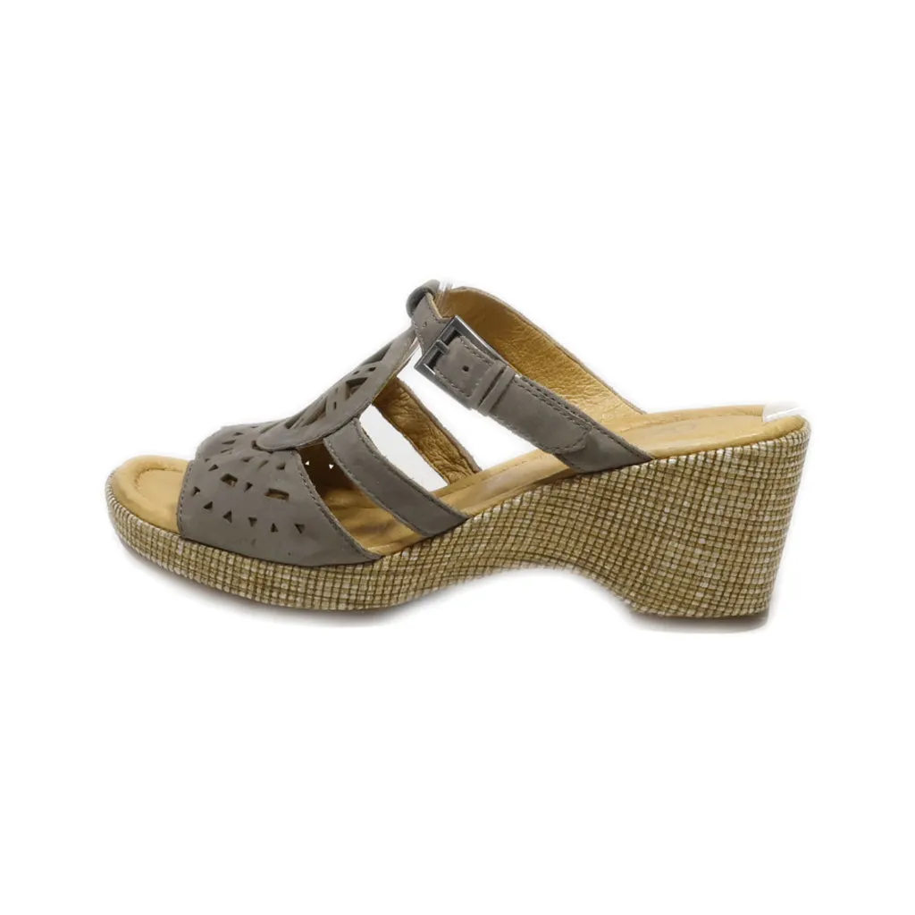 Gabor Flat Sandals Leather Grey Colour For Women