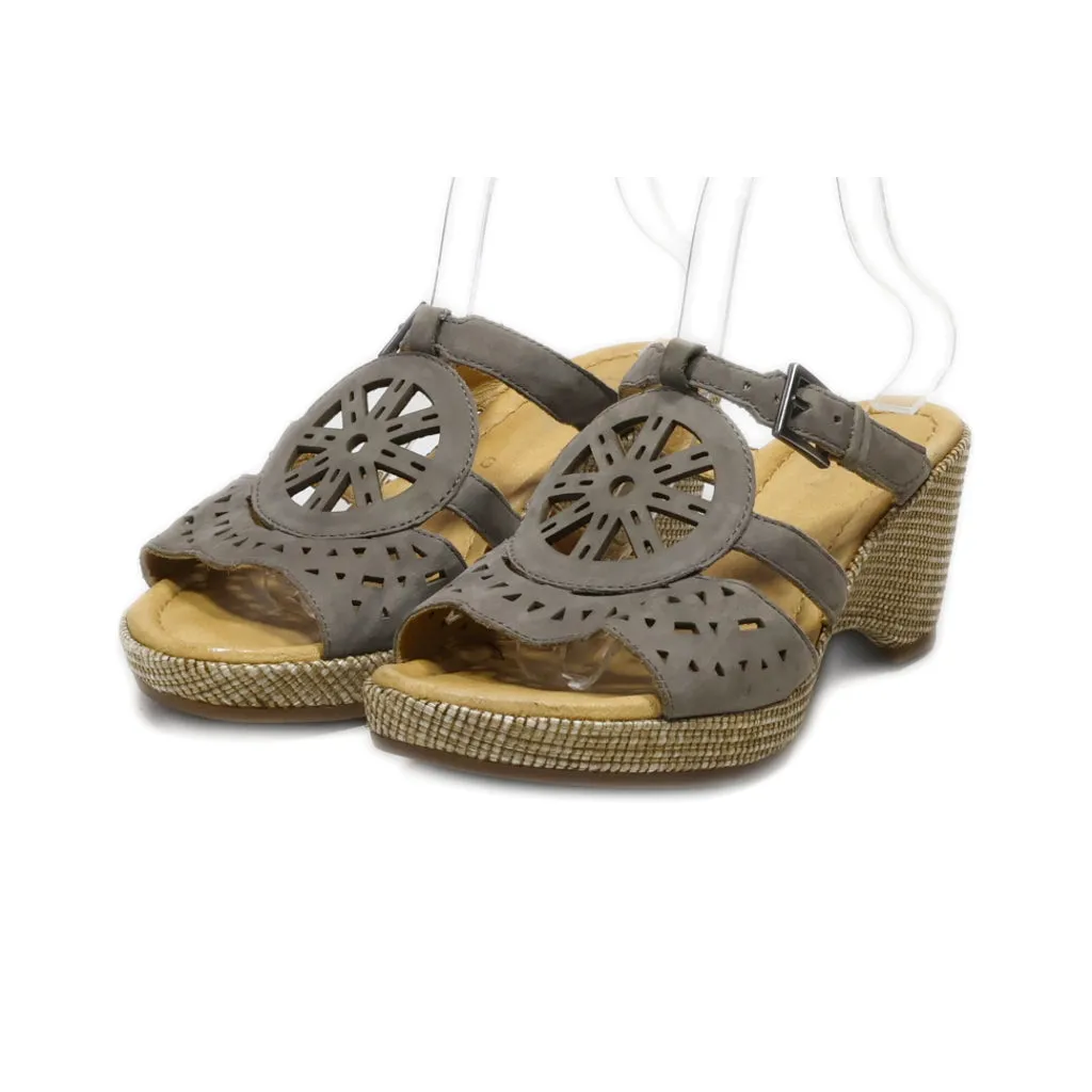 Gabor Flat Sandals Leather Grey Colour For Women