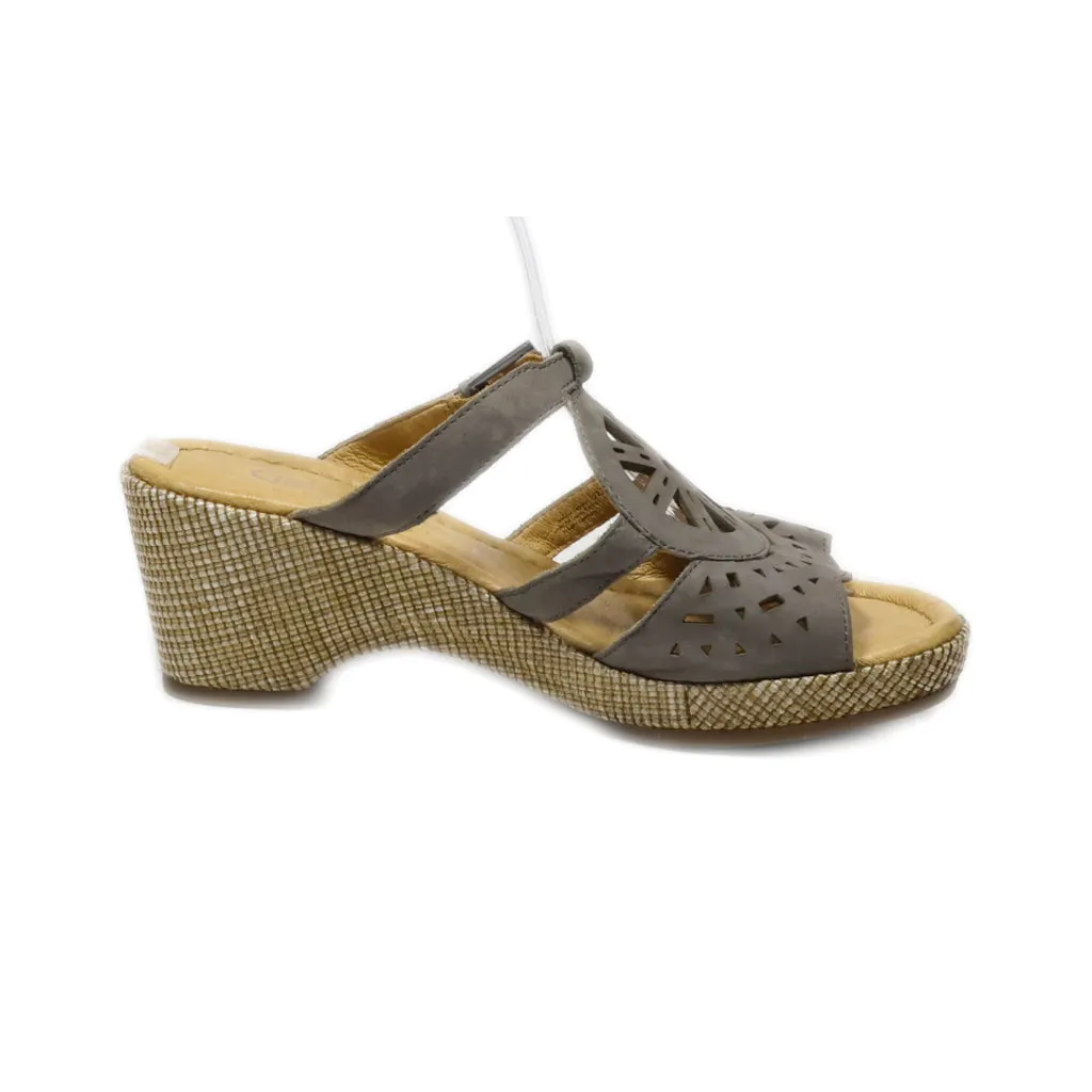 Gabor Flat Sandals Leather Grey Colour For Women