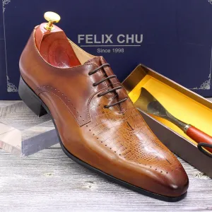 Genuine Leather Crocodile Skin Pattern Oxford Shoes