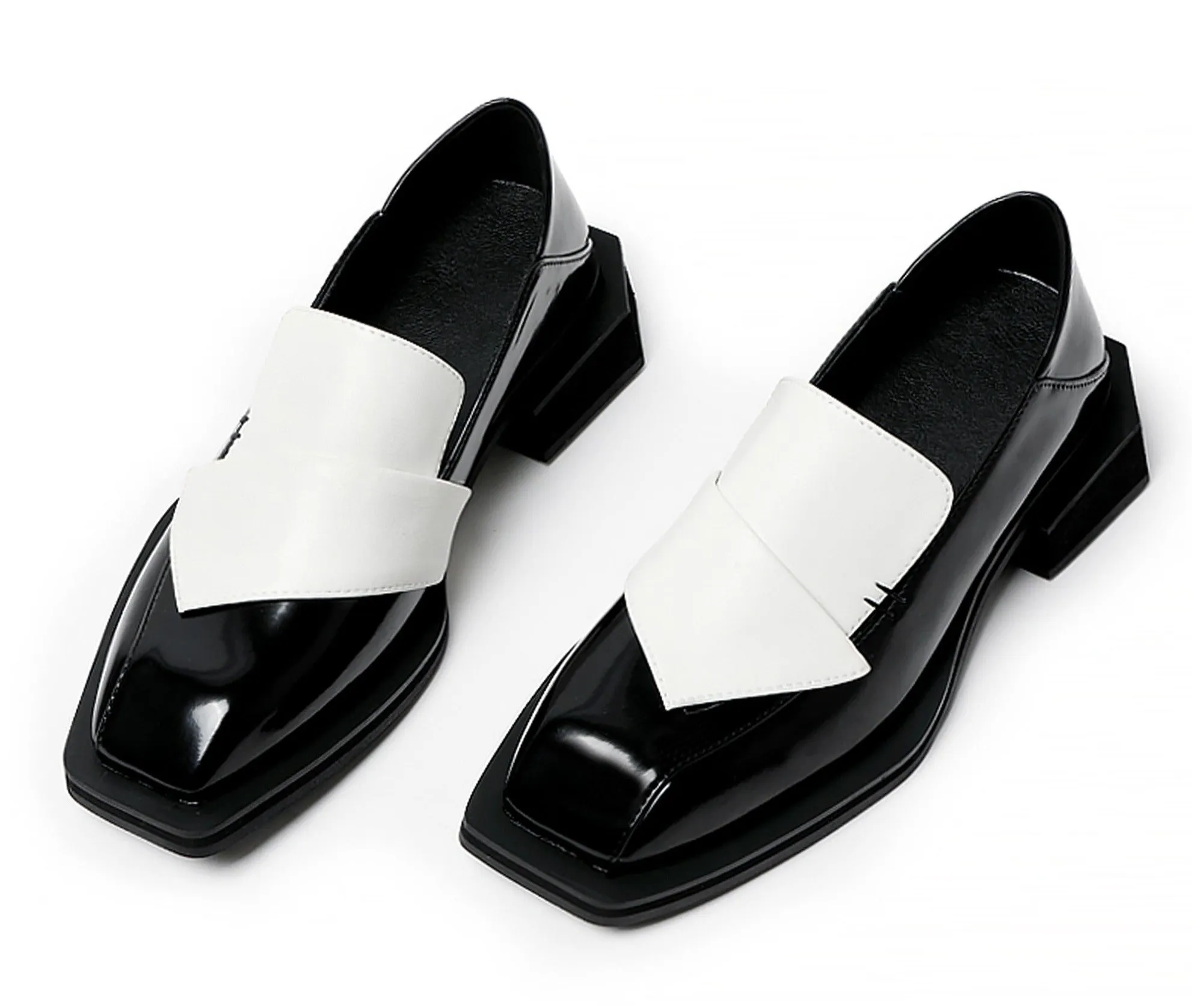 Genuine leather loafers for women with heels