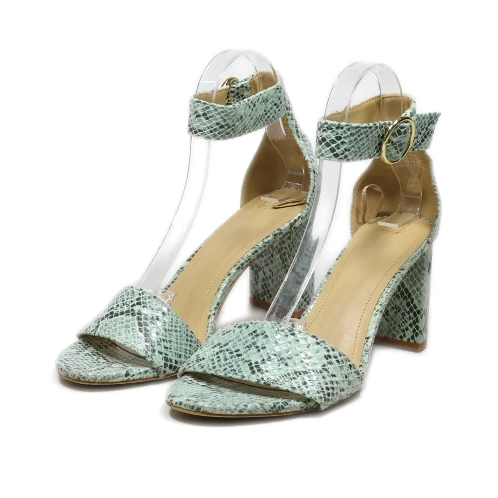 H&M High-Heel Sandals Leather Green Colour For Women