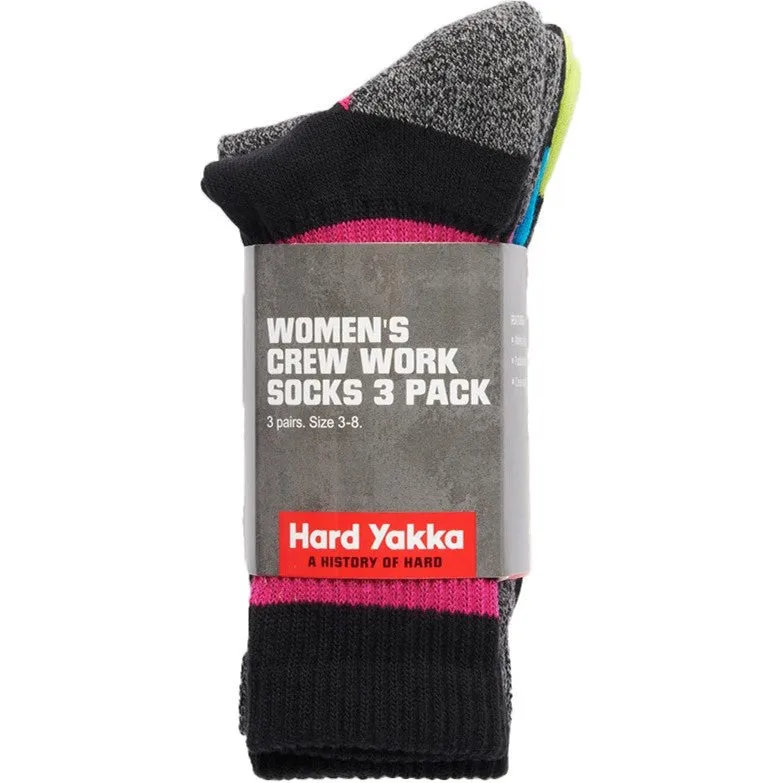 Hard Yakka Crew 3 Pack Work Sock  Multicoloured