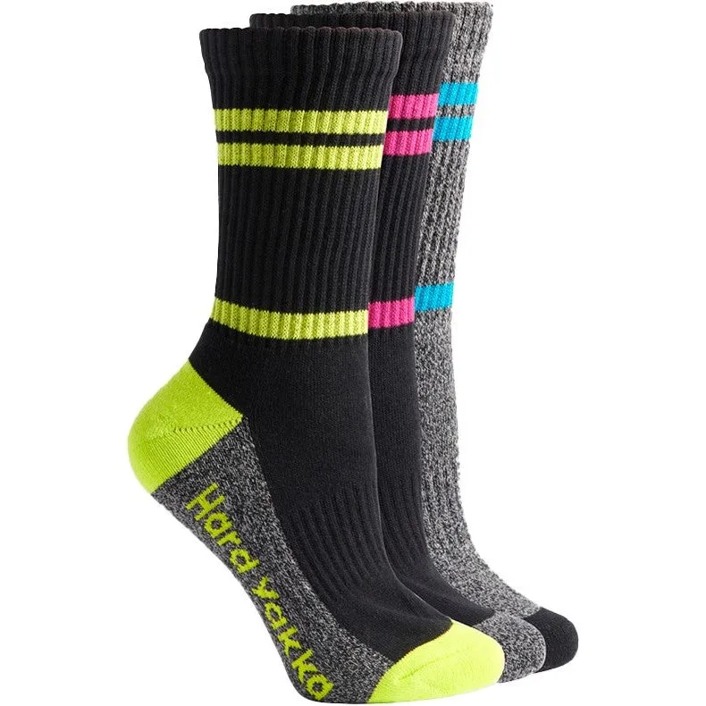 Hard Yakka Crew 3 Pack Work Sock  Multicoloured