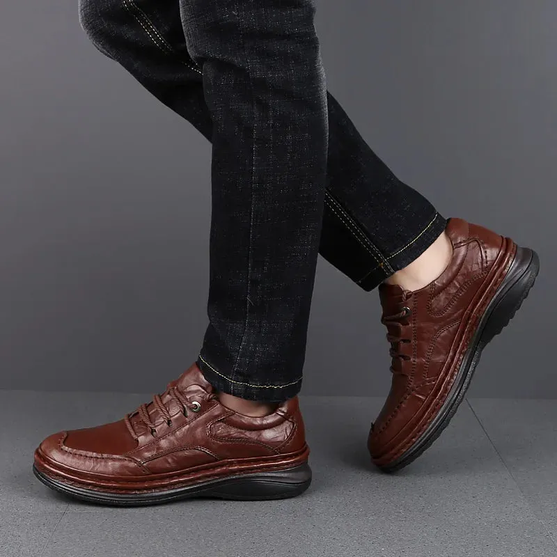 Hnzxzm Brand New men Shoes men Casual 100% Genuine Leather flats business men's shoes casual best quaity Business Formal Shoes New