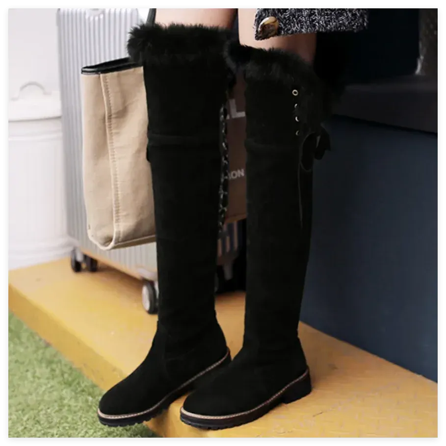 Hnzxzm Hot Warm Snow Boots Women 2024 Winter Shoes Suede Over the Knee High Boots Ladies Fashion Casual Fur Plush Long Shoes Female