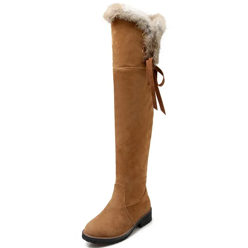 Hnzxzm Hot Warm Snow Boots Women 2024 Winter Shoes Suede Over the Knee High Boots Ladies Fashion Casual Fur Plush Long Shoes Female