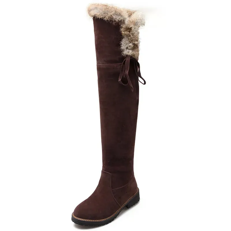 Hnzxzm Hot Warm Snow Boots Women 2024 Winter Shoes Suede Over the Knee High Boots Ladies Fashion Casual Fur Plush Long Shoes Female