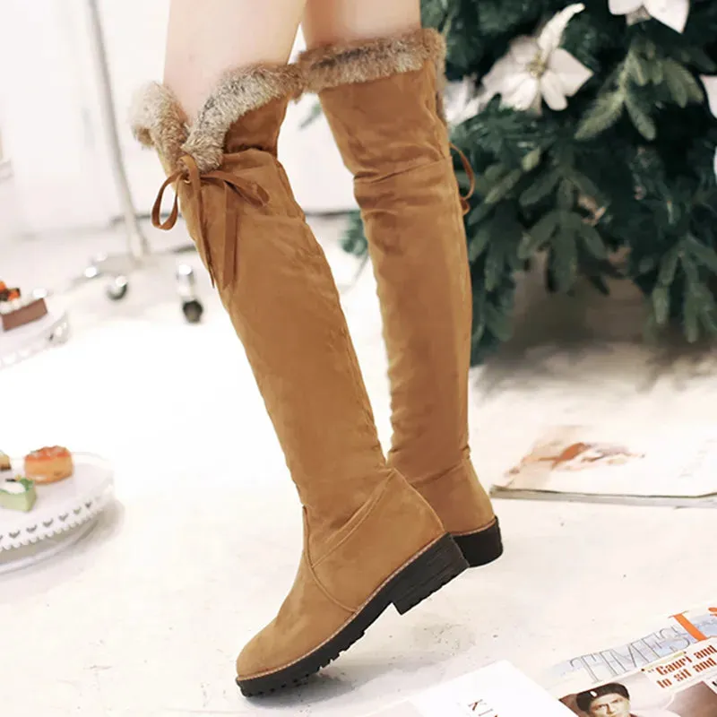 Hnzxzm Hot Warm Snow Boots Women 2024 Winter Shoes Suede Over the Knee High Boots Ladies Fashion Casual Fur Plush Long Shoes Female