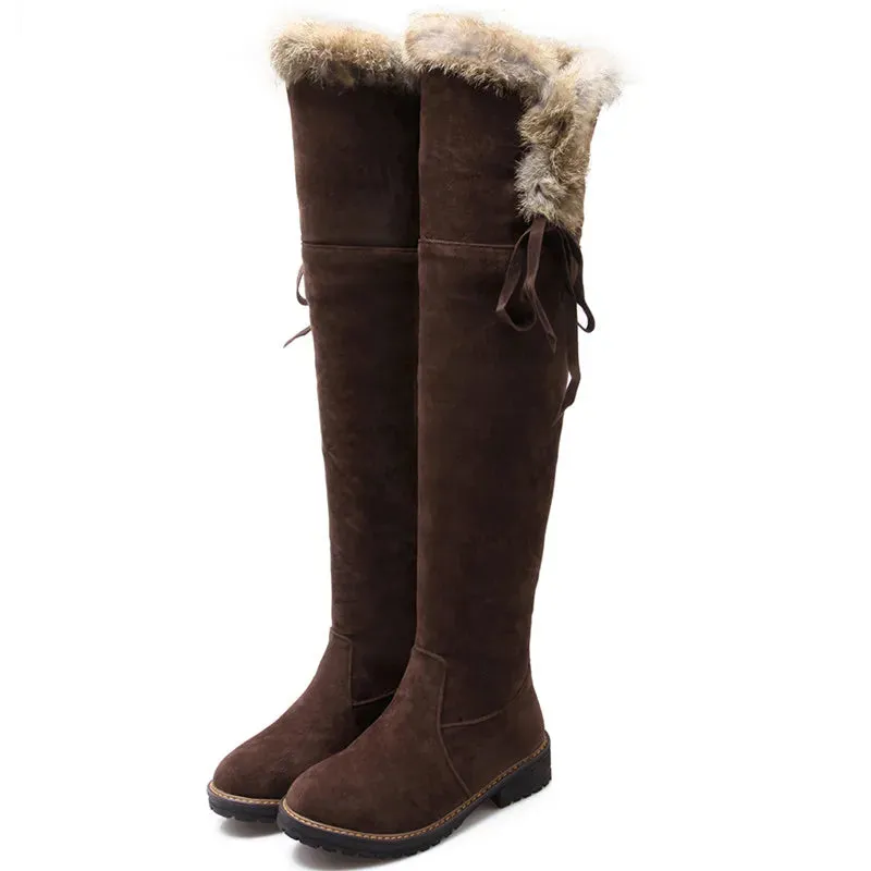 Hnzxzm Hot Warm Snow Boots Women 2024 Winter Shoes Suede Over the Knee High Boots Ladies Fashion Casual Fur Plush Long Shoes Female