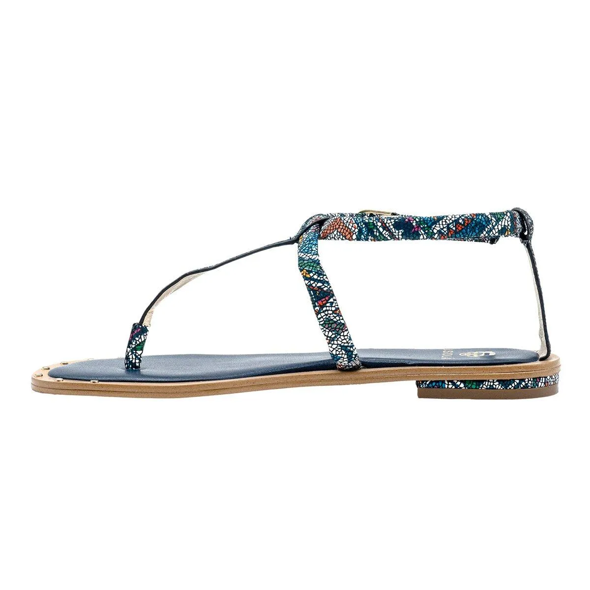 Isola Mackenzie Strap Flat Sandals Leather Blue Colour For Women