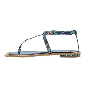 Isola Mackenzie Strap Flat Sandals Leather Blue Colour For Women