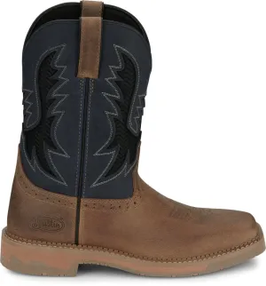 'Justin' Men's 11" Stampede Bolt Western Square Toe - Peanut Tan / Navy