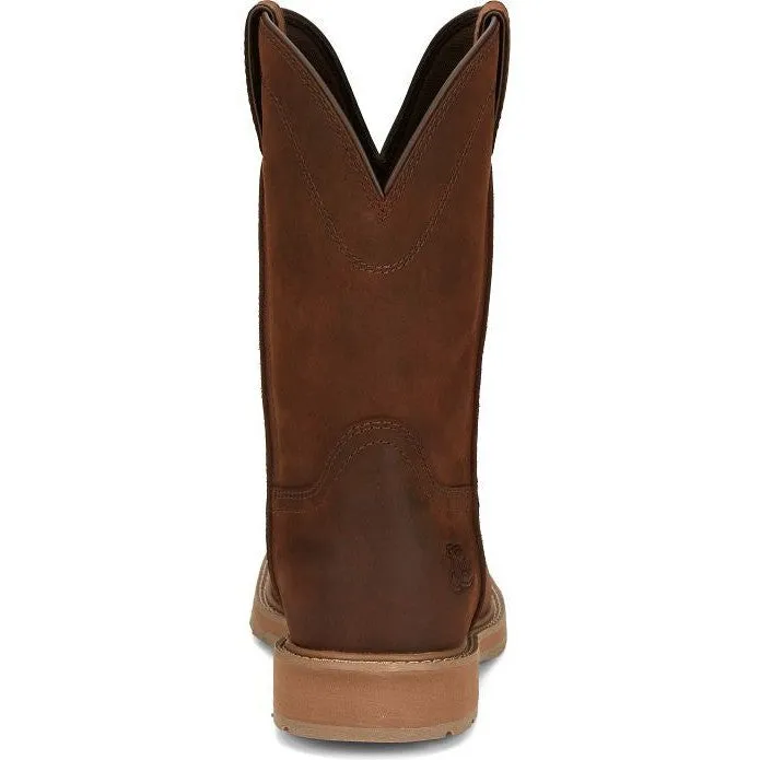 Justin Men's Buster 11" ST Pull On WesternvWork Boot -Brown- SE3100