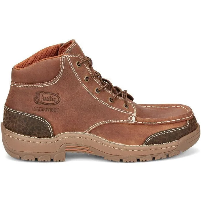 Justin Men's Corbett 5" Moc Toe WP Work Boot -Brown- SE252