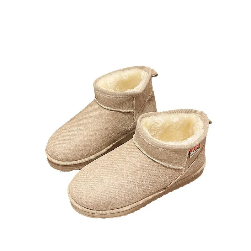 kamames And Winter New Thick-Soled Snow Boots With Plush And Thickened Fashion Warm Cotton Shoes Middle Sleeve Shoes With Pure Color Women's Cotton Boots