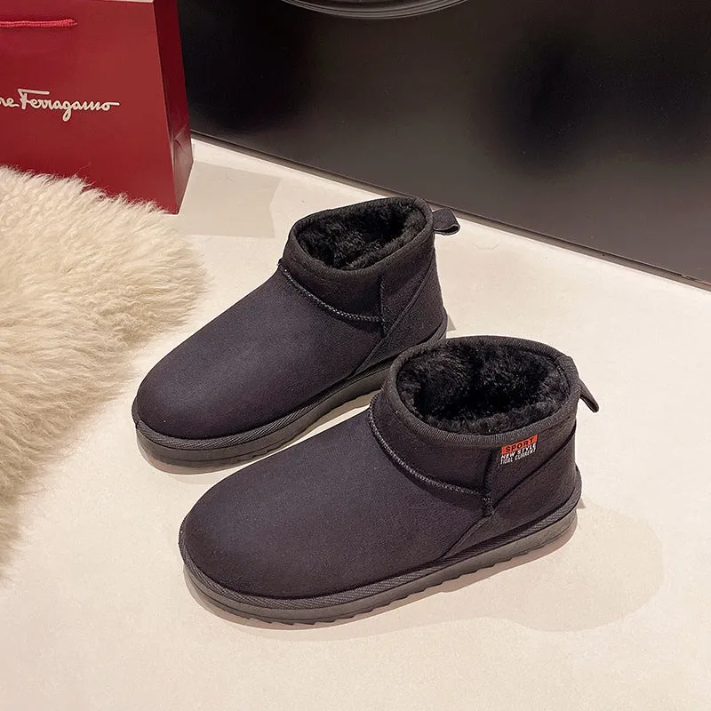 kamames And Winter New Thick-Soled Snow Boots With Plush And Thickened Fashion Warm Cotton Shoes Middle Sleeve Shoes With Pure Color Women's Cotton Boots