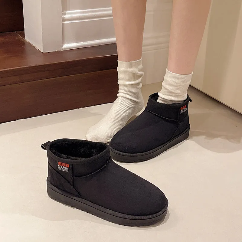 kamames And Winter New Thick-Soled Snow Boots With Plush And Thickened Fashion Warm Cotton Shoes Middle Sleeve Shoes With Pure Color Women's Cotton Boots