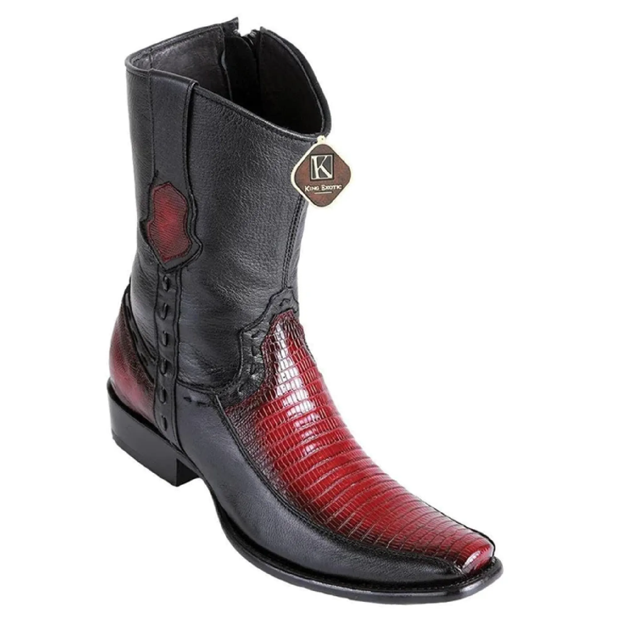 King Exotic Boots #479BF0743 Men's Dubai Boot  | Teju Y Deer Boots Color Faded Burgundy