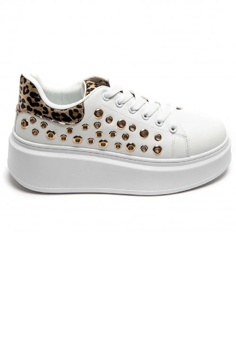 LEOPARD LACE UP SIDE DETAIL CHUNKY STYLISH FLAT TRAINERS