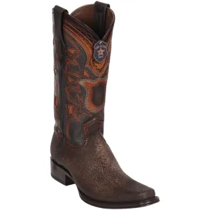 Los Altos Boots Mens #760916 European Square Toe | Genuine Shark Leather Boots | Color Faded Brown