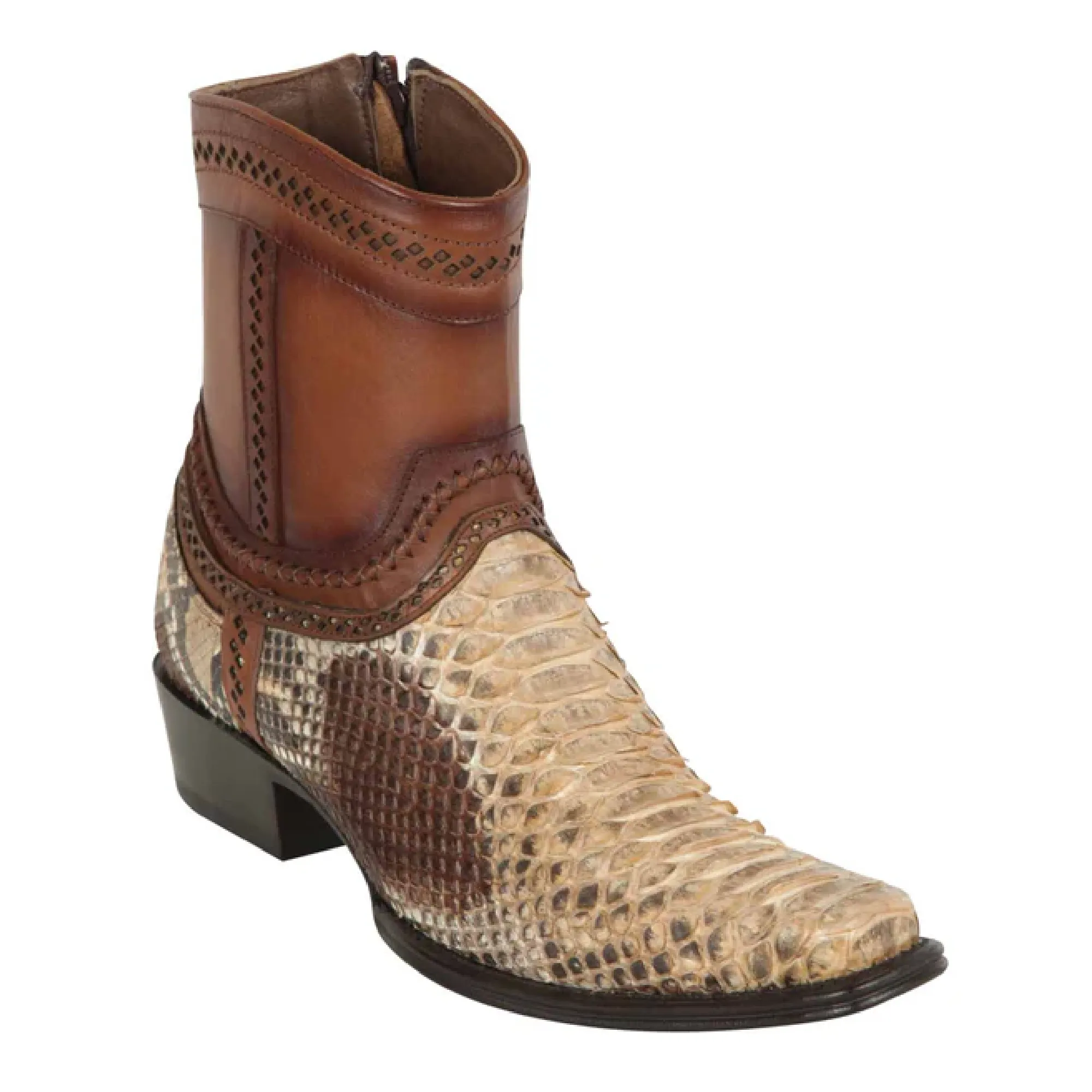 Los Altos Boots Mens #76B5711 Low Shaft European Square Toe | Genuine Python Leather Boots | Color Oryx