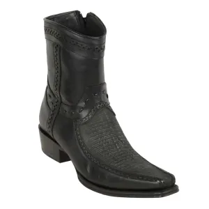 Los Altos Boots Mens #76BF0774 Low Shaft European Square Toe | Genuine Teju Boots | Color Sanded Black