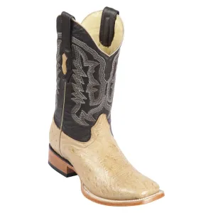 Los Altos Boots Mens #8279711 Wide Square Toe | Genuine Smooth Ostrich Leather Boots | Color Oryx