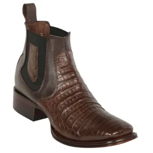 Los Altos Boots Mens #82BV8207 Ankle Boot Wide Square Toe | Style Caiman Belly Boots | Color Brown