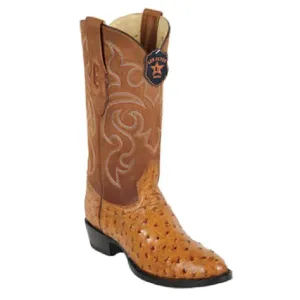 Los Altos Boots Mens #990354 J Toe | Genuine Ostrich Boots | Color Amber