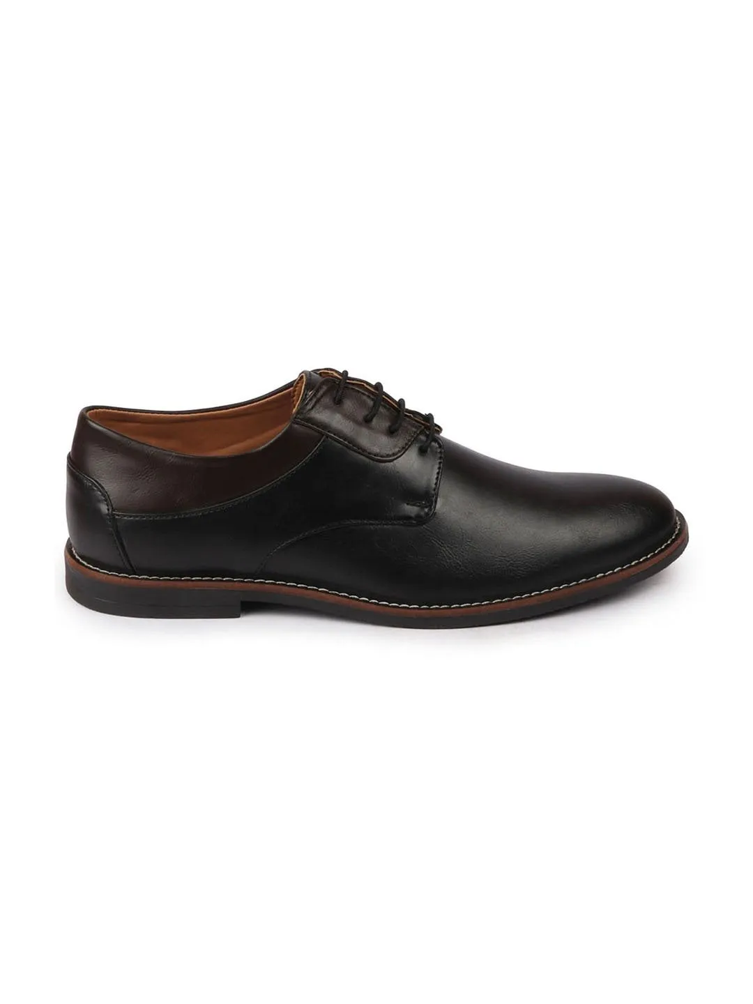 Men Black Lace Up Welted Oxford Shoes