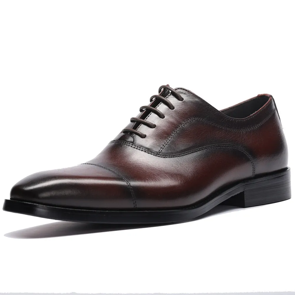 Men Classic Cowhide Solid Handmade Oxford Shoes