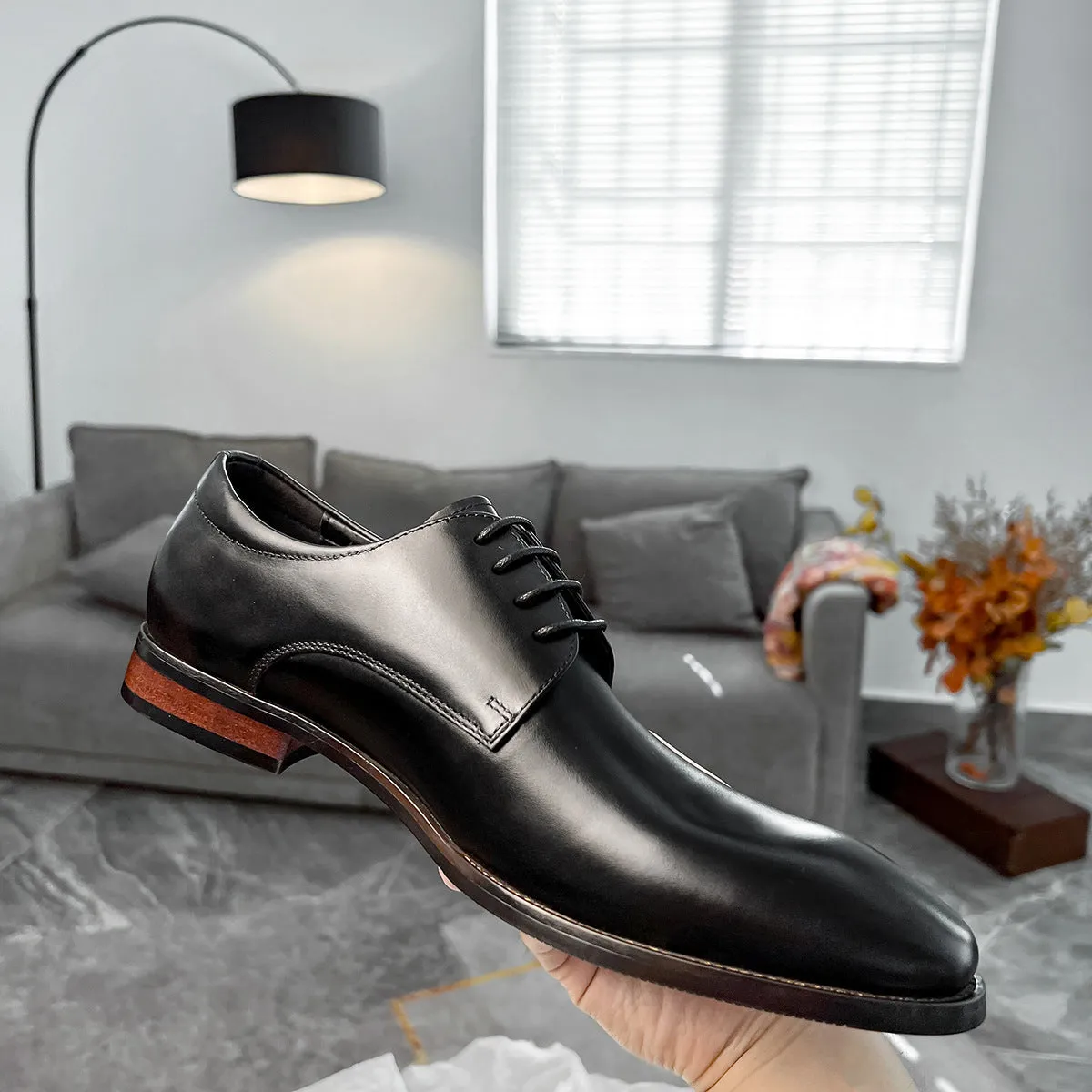 Men Classic Solid Cowhide Handmade Oxford Shoes