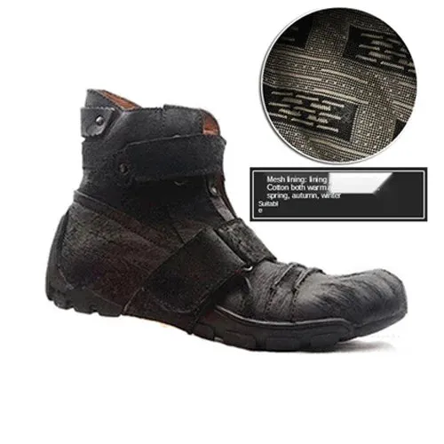 Men's Genuine Cowhide Ankle Boots - Warm & Casual - Handmade.