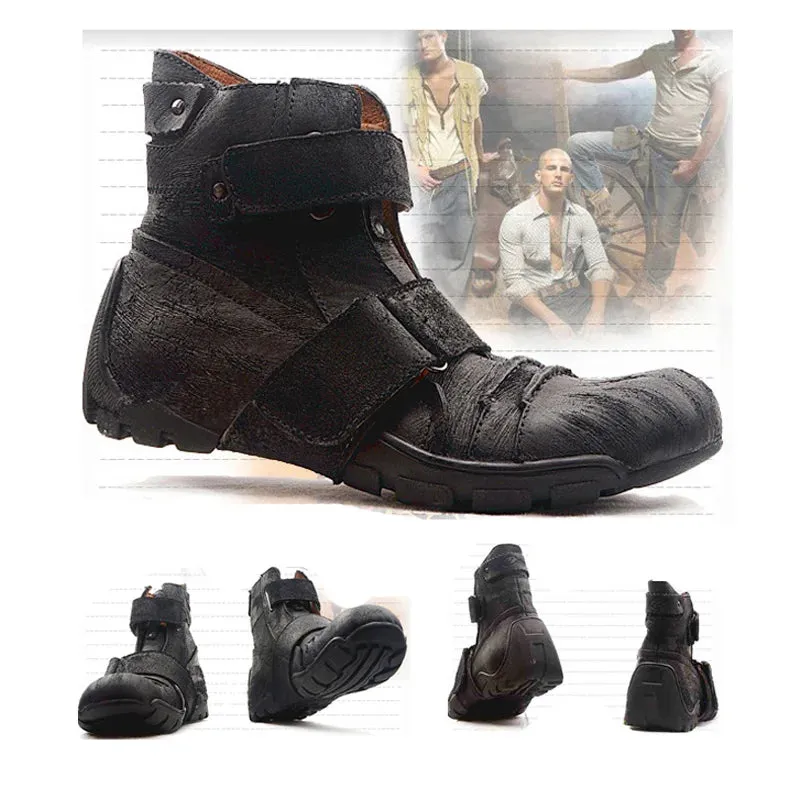 Men's Genuine Cowhide Ankle Boots - Warm & Casual - Handmade.