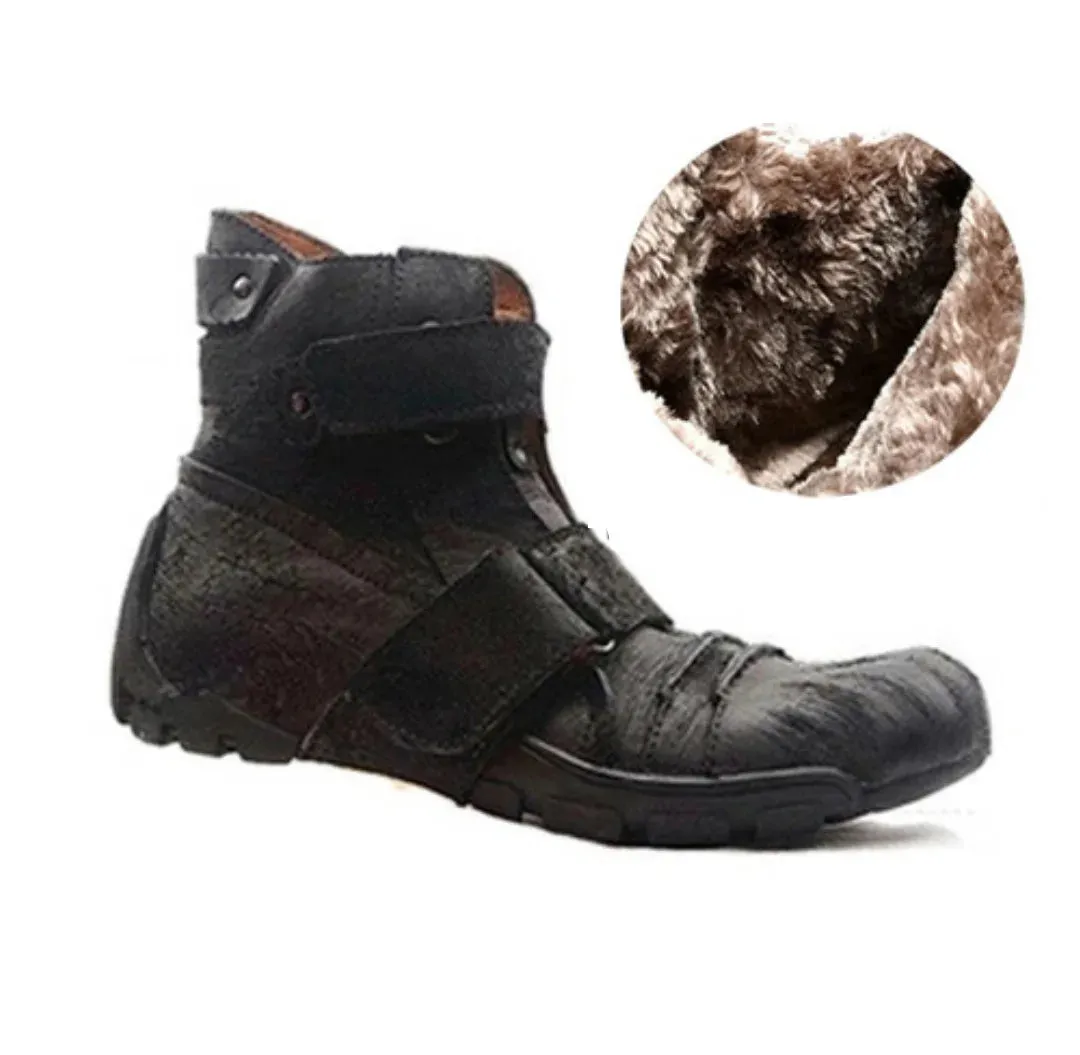 Men's Genuine Cowhide Ankle Boots - Warm & Casual - Handmade.