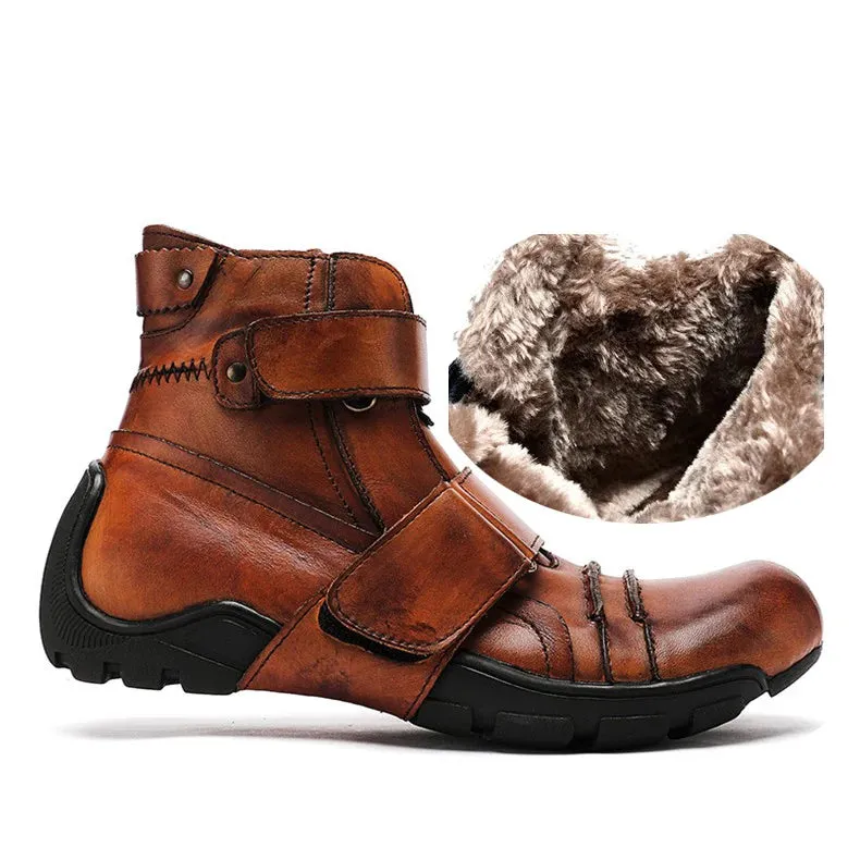 Men's Genuine Cowhide Ankle Boots - Warm & Casual - Handmade.